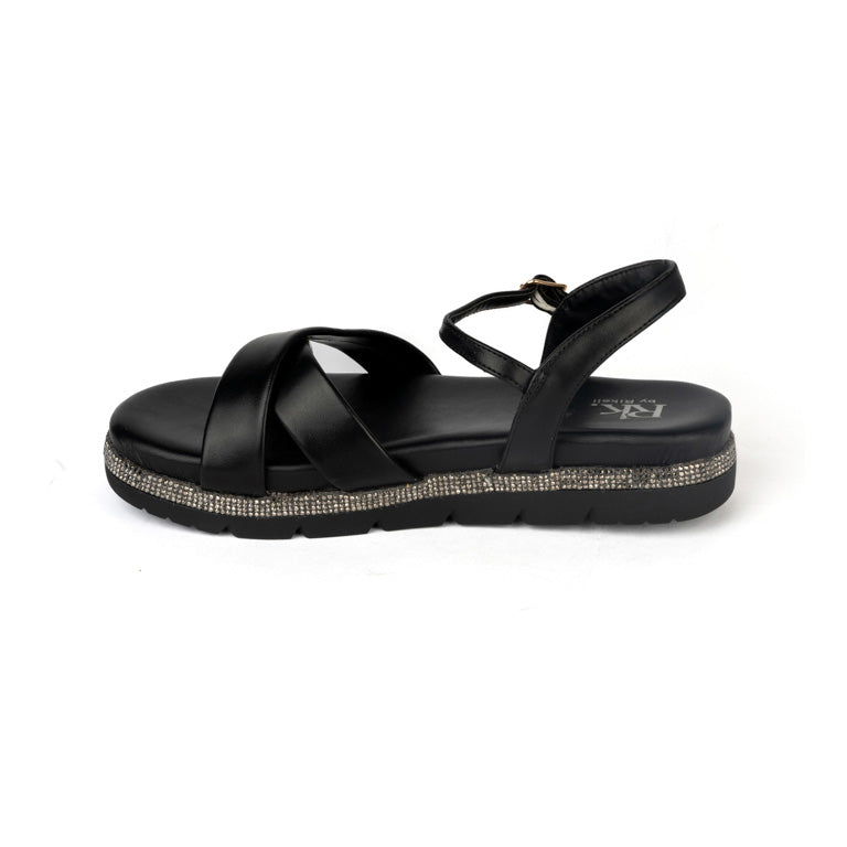 RIKELI121A CASUAL SANDALIAS FLAT Negro