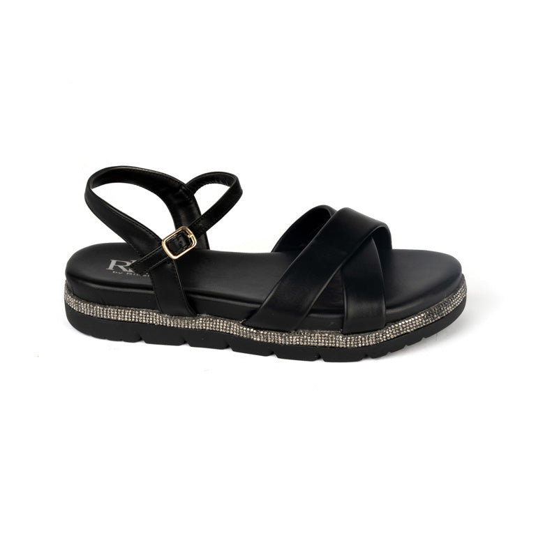 RIKELI121B CASUAL SANDALIAS FLAT Negro