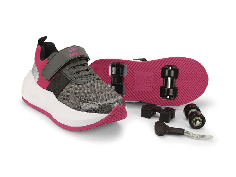 tenis bibi skatenis negro/pitaya/holografico niña 1243016