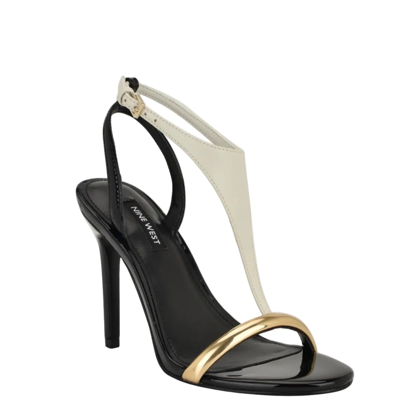 SANDALIA NINE WEST MANDEY WHITE/GOLD/NERO