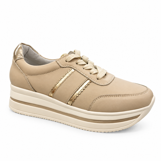 CY-240933 AMARRADO TENIS FLAT Beige