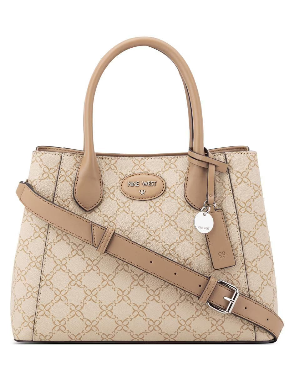 CARTERA NINE WEST LIGHT KHAKI LOGO