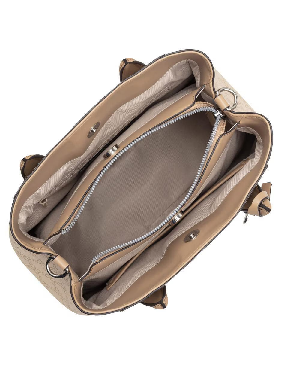 CARTERA NINE WEST LIGHT KHAKI LOGO
