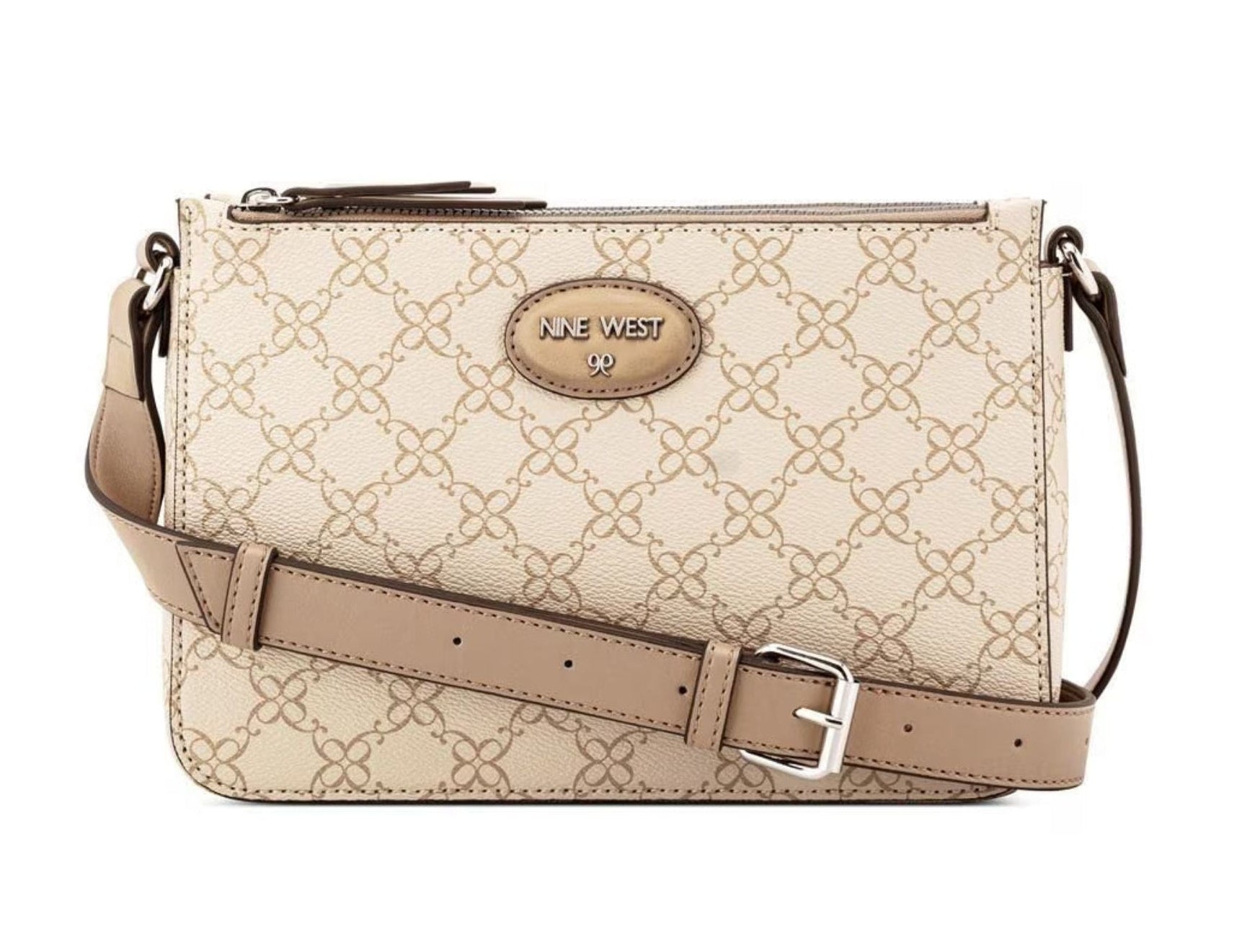 CARTERA NINE WEST LIGHT KHAKI LOGO