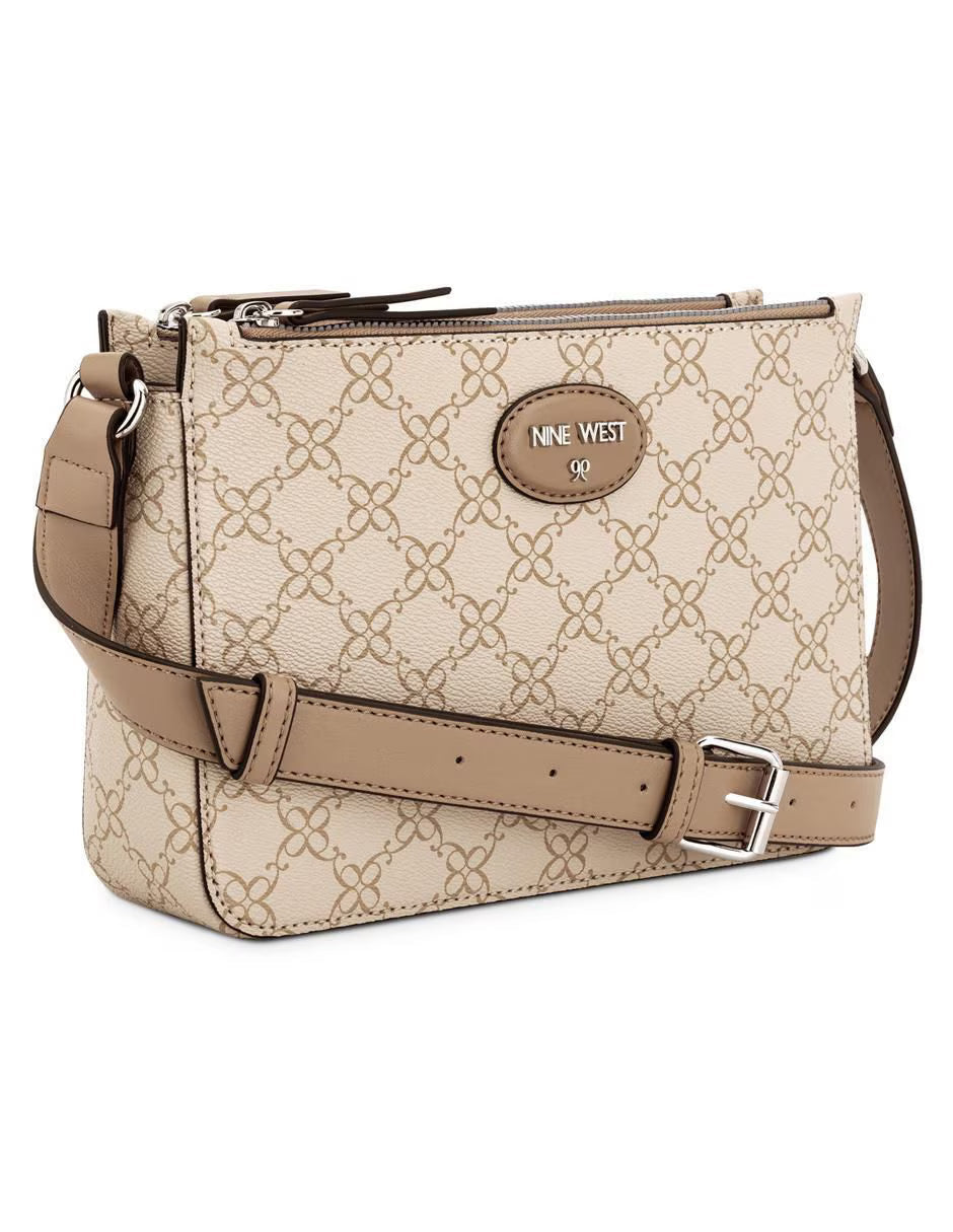 CARTERA NINE WEST LIGHT KHAKI LOGO