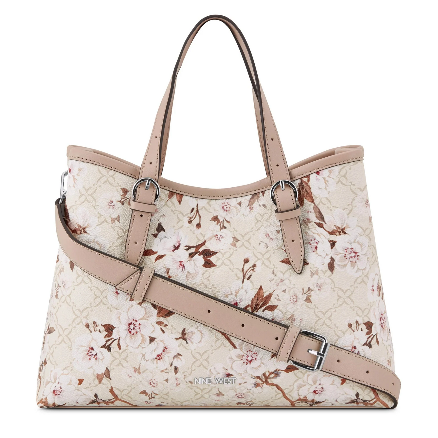 CARTERA NINE WEST CREAM LOGO FLORAL