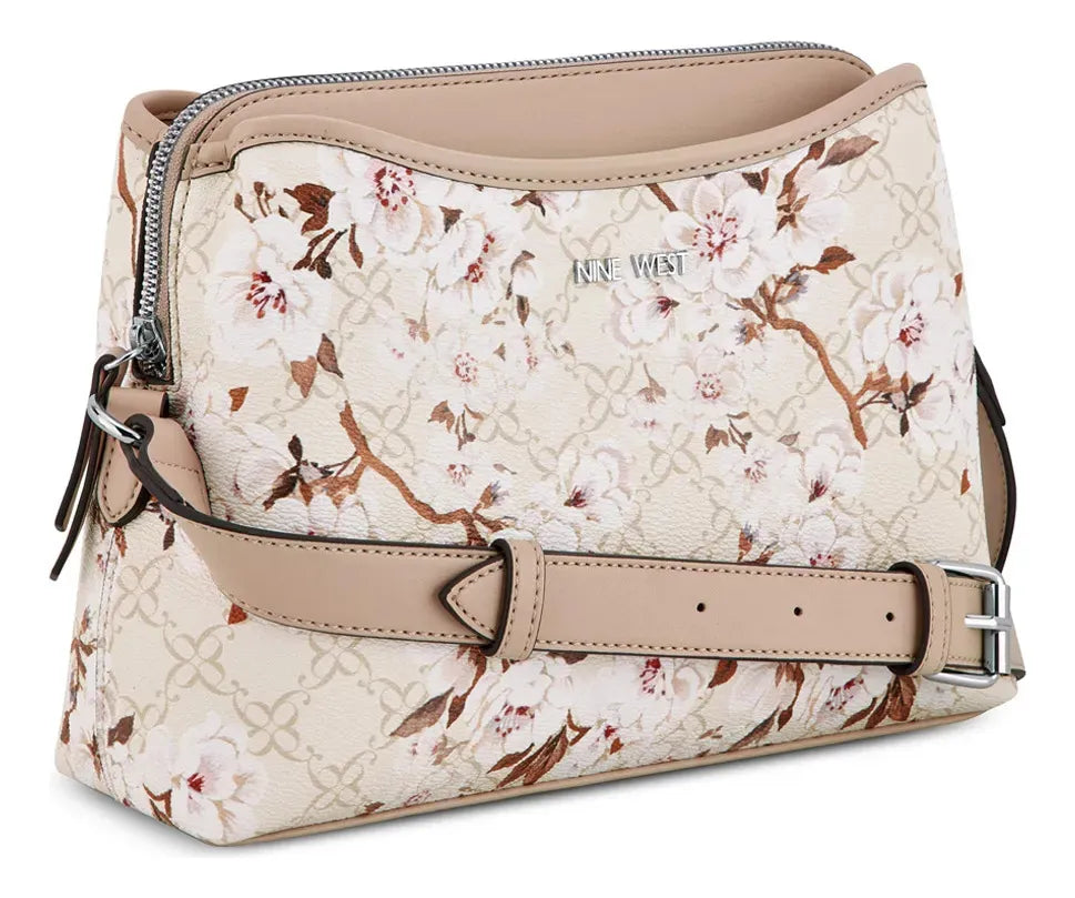 CARTERA NINE WEST CREAM LOGO FLORAL