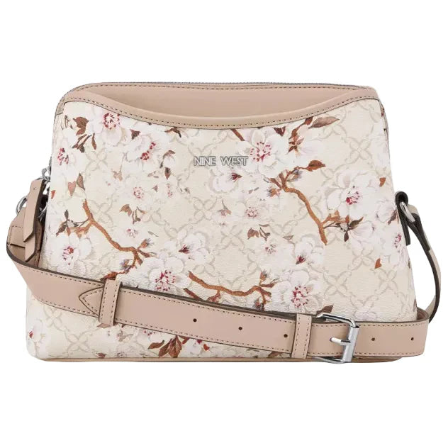 CARTERA NINE WEST CREAM LOGO FLORAL